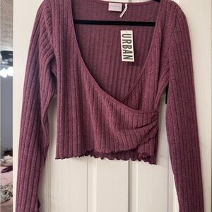 Urban Outfitters Plum Ribbed Crop Top